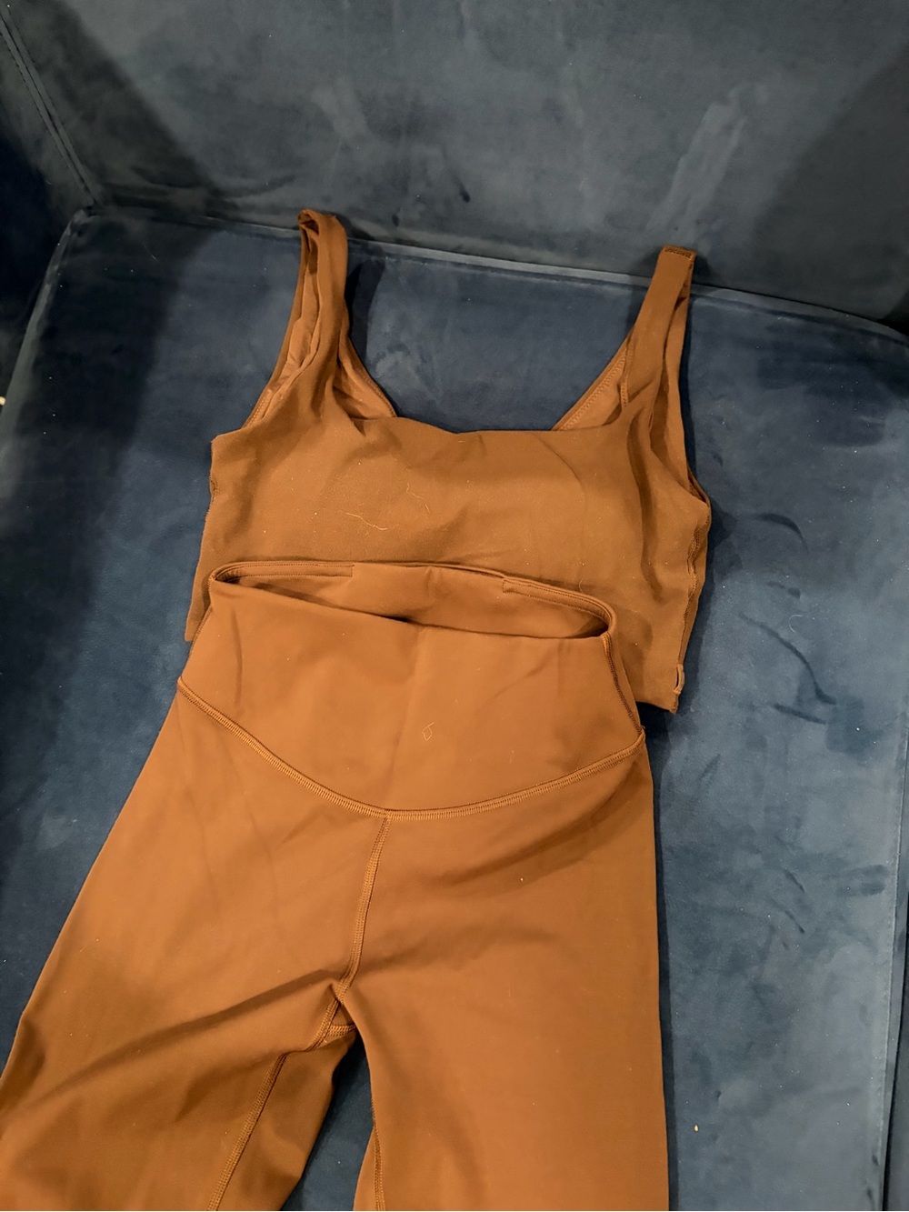 lululemon athletica Brown High-Waist Leggings with Matching Crop Tank